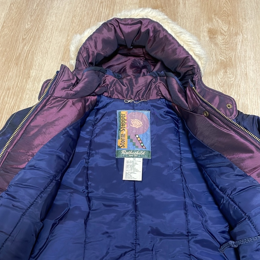 VTG Rothschild Storm Stopper Faux Fur Trimmed Hooded Girls 7/8 Jacket Unique - Picture 3 of 9